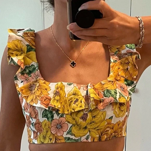 ZIMMERMAN LINEN CROP TOP SIZE AU 1 / US 6 NWT - Picture 1 of 9